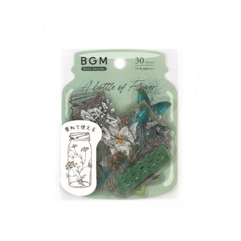 BGM Flake Sticker – Blooming Bottle – Dark Green