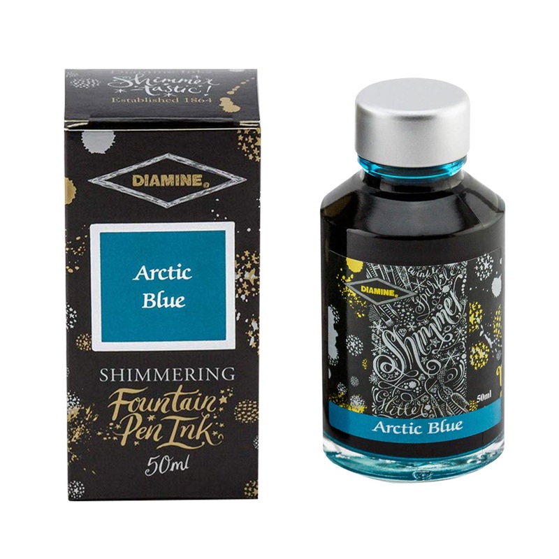 Diamine Shimmer Ink Bottle, Arctic Blue – 50ml