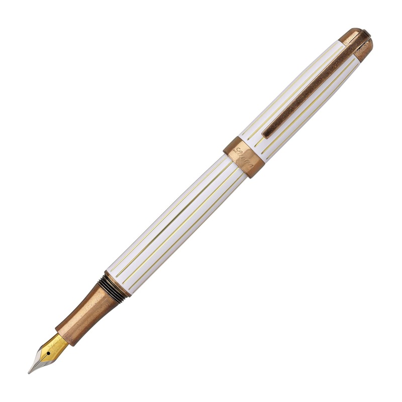 Laban Antique II Fountain Pen in White with Lines Extra Fine
