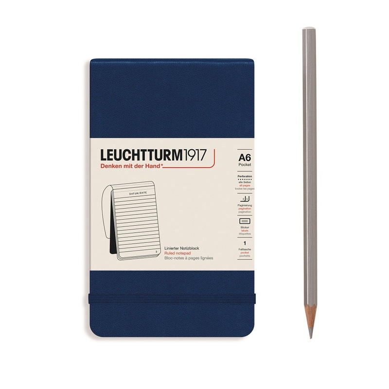 LEUCHTTURM1917 Reporter Notepad Pocket (A6), 184 p., ruled – Navy
