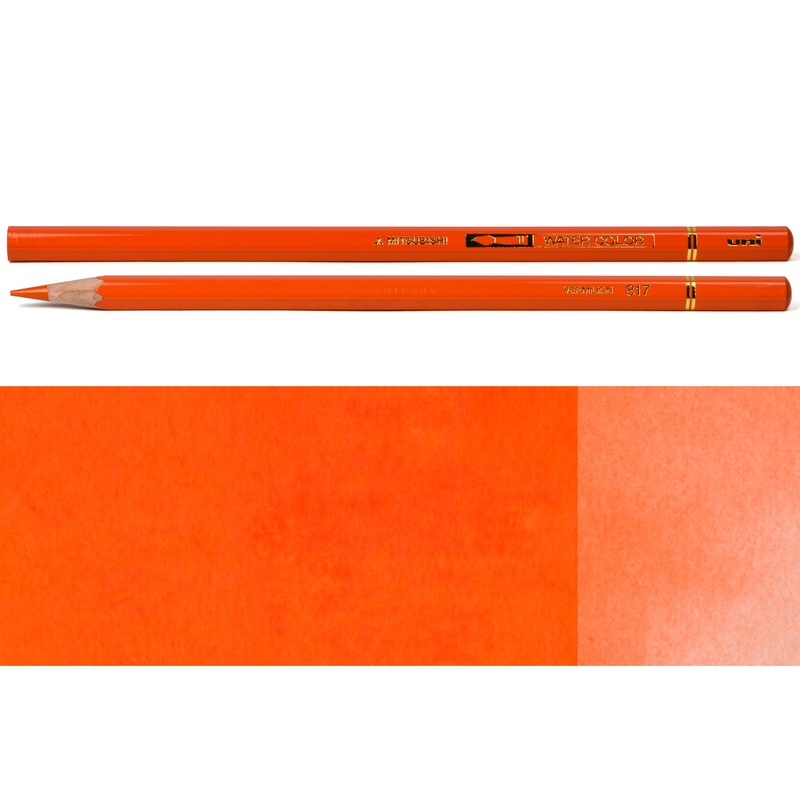 Uni Watercolor Pencils, #817 Vermilion