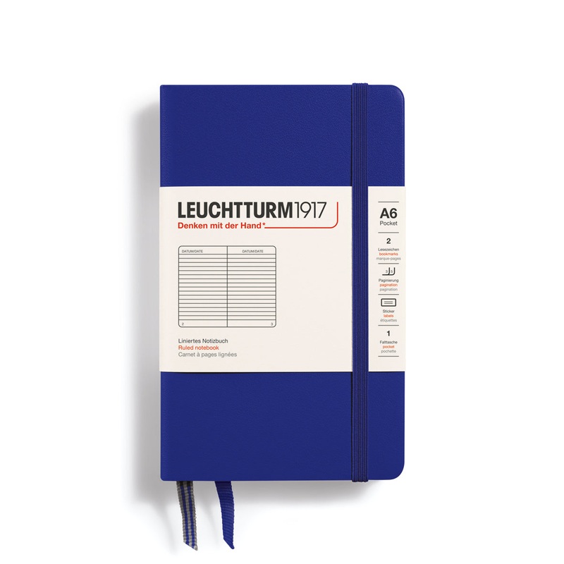 LEUCHTTURM1917 Notebook Hardcover Pocket (A6), 187 Pages, ruled – Ink Blue