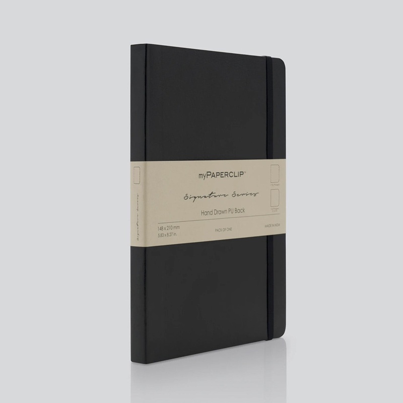 myPAPERCLIP Signature Series Soft Cover Notebook – Black – A5 – Plain