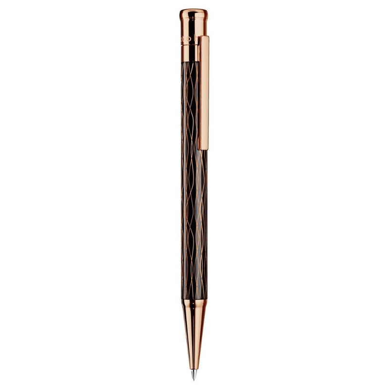 OTTO HUTT, Ballpoint pen – DESIGN 04 WAVE PATTERN BLACK ROSE GOLD.