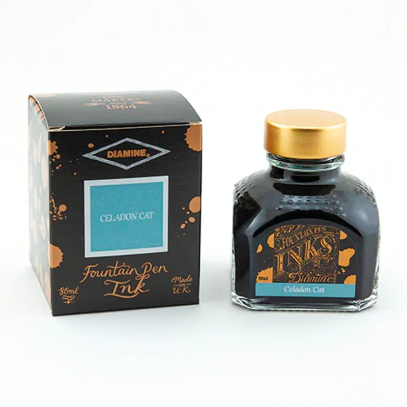 Diamine Fountain Pen Ink – Celadon Cat 80ml Bottle