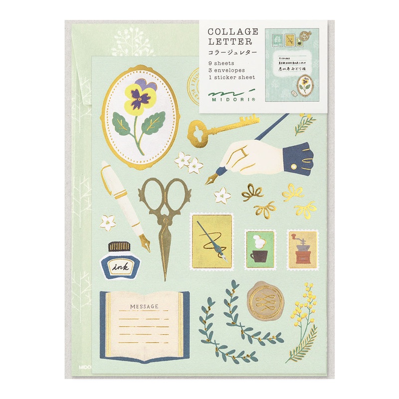 Midori Letter Set Collage Pattern – Stationery