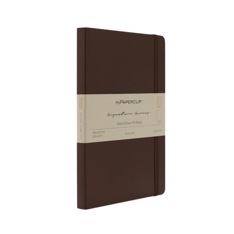 myPAPERCLIP Signature Series Vegan Leather Softcover A5 Notebook – Brown Ruled