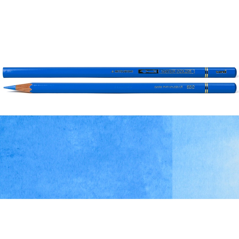 Uni Watercolor Pencils, #852 Dark Phthalo Blue
