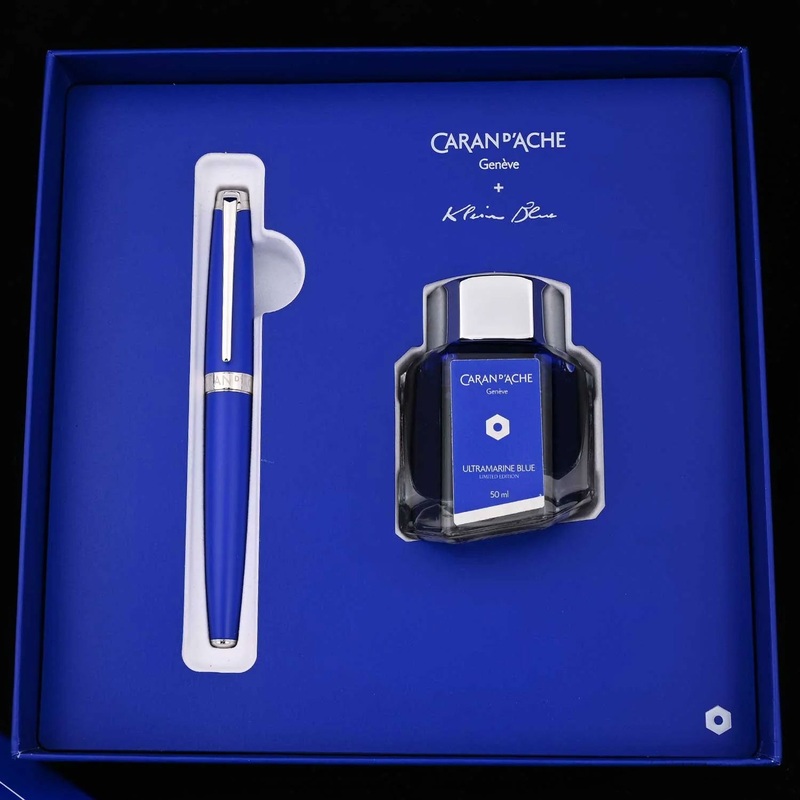 Caran D’ Ache Leman Thick Fountain Pen, Klein Blue – 18K Gold Nib Medium