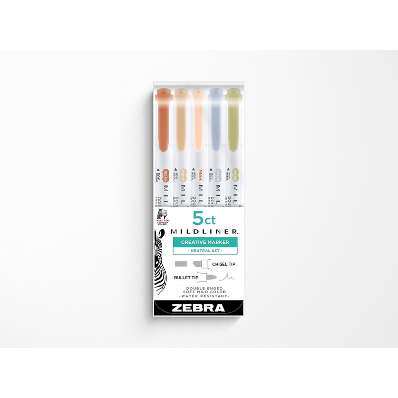 Mildliner Highlighter Double Ended Pens Neutral Colors – Set of 5