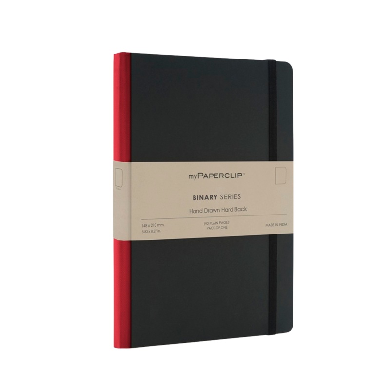 myPAPERCLIP Binary Series Hardcover A5 Notebook – Red Spine Ruled