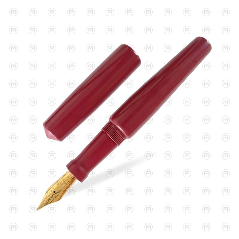 Ranga Abhimanyu Regular Ebonite Fountain Pen, Solid Crimson Red Black Specs – Steel Nib Extra Fine
