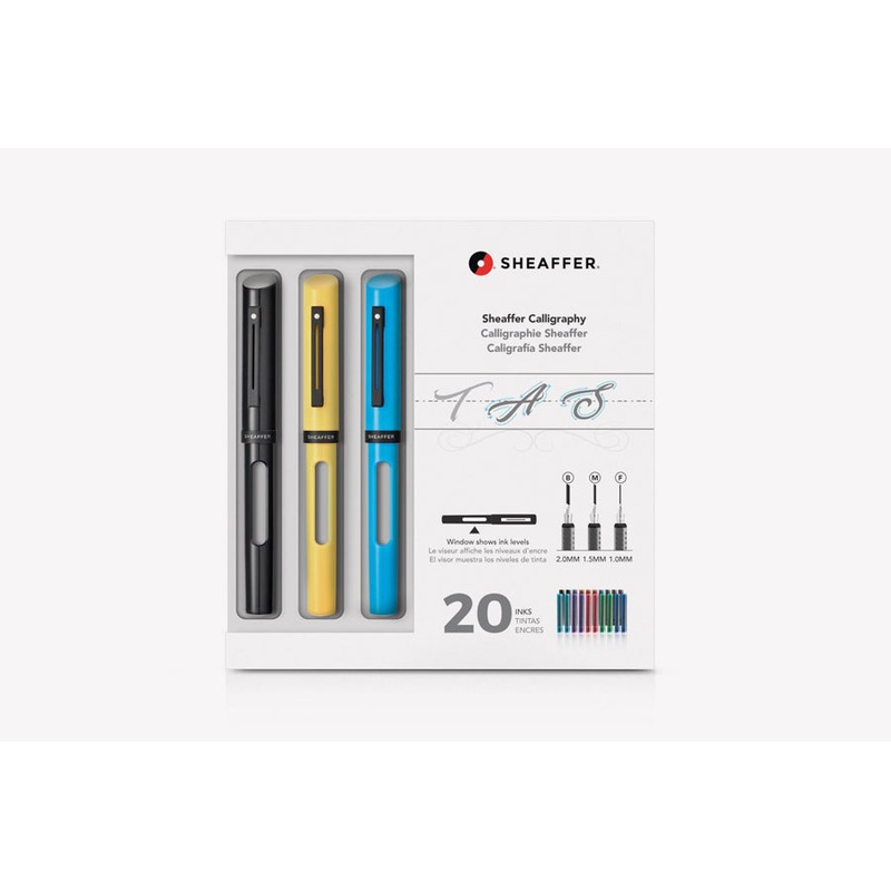 SHEAFFER Calligraphy Fountain Pen Maxi Kit – Black/Blue/Yellow