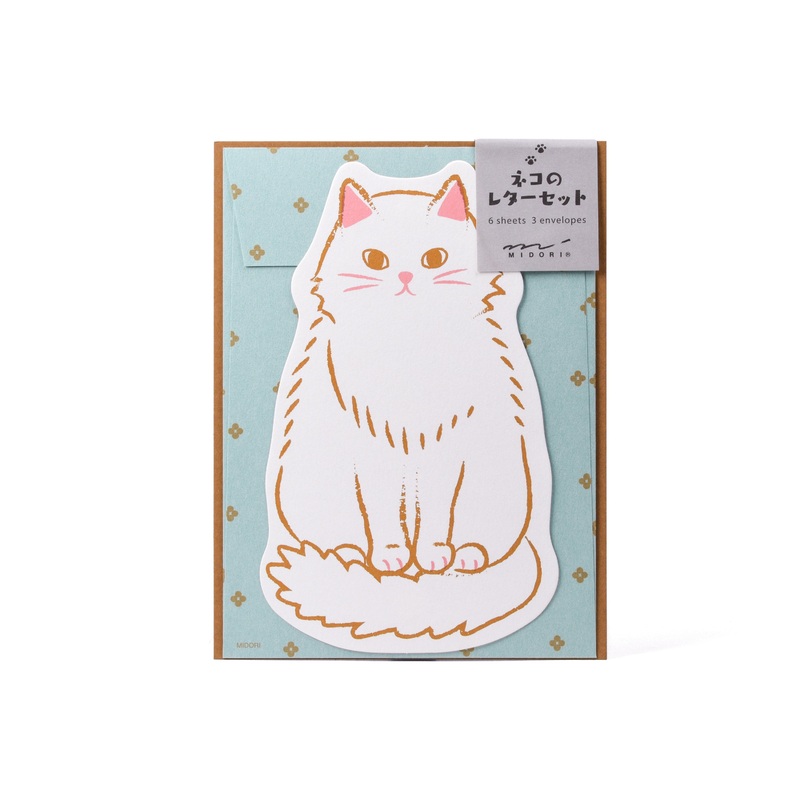 Die-Cut Animal Notecards, White Cat