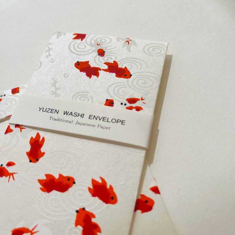 Yuzen Summer Koi Washi Petit Envelope – Cream