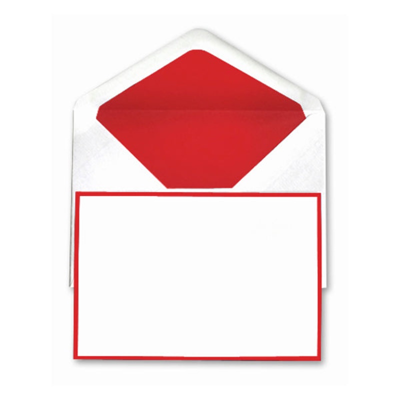 Bi-Color Stationery Set – Laid Finish – 4″ x 6″ – White / Red
