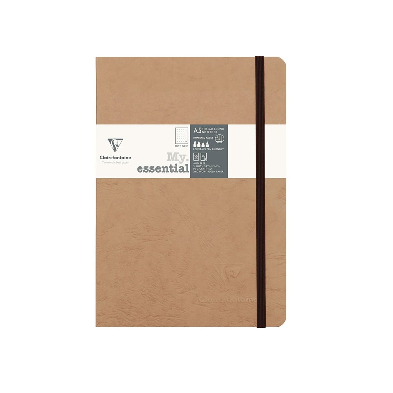 Clairefontaine My Essential Tobacco Threadbound Notebook – A5, Dotted