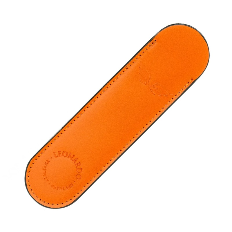 Leonardo Leather Single Pen Sleeve – Orange