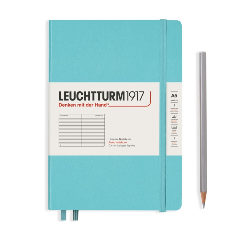 Leuchtturm1917 A5 Medium Hardcover Notebook – Ruled / Aquamarine