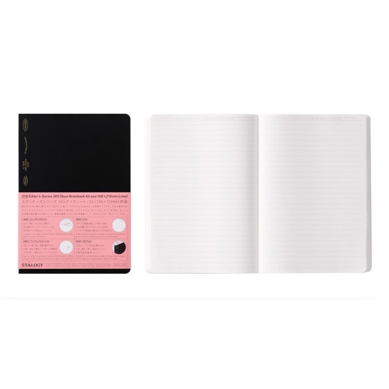 Stalogy Editor’s Series 365Days Notebook – A5 – Black – Lined