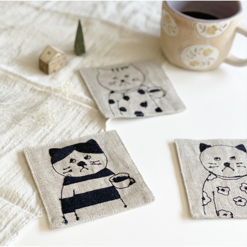 Classiky x Shion Sugawara Embroidery Linen Coaster Tama