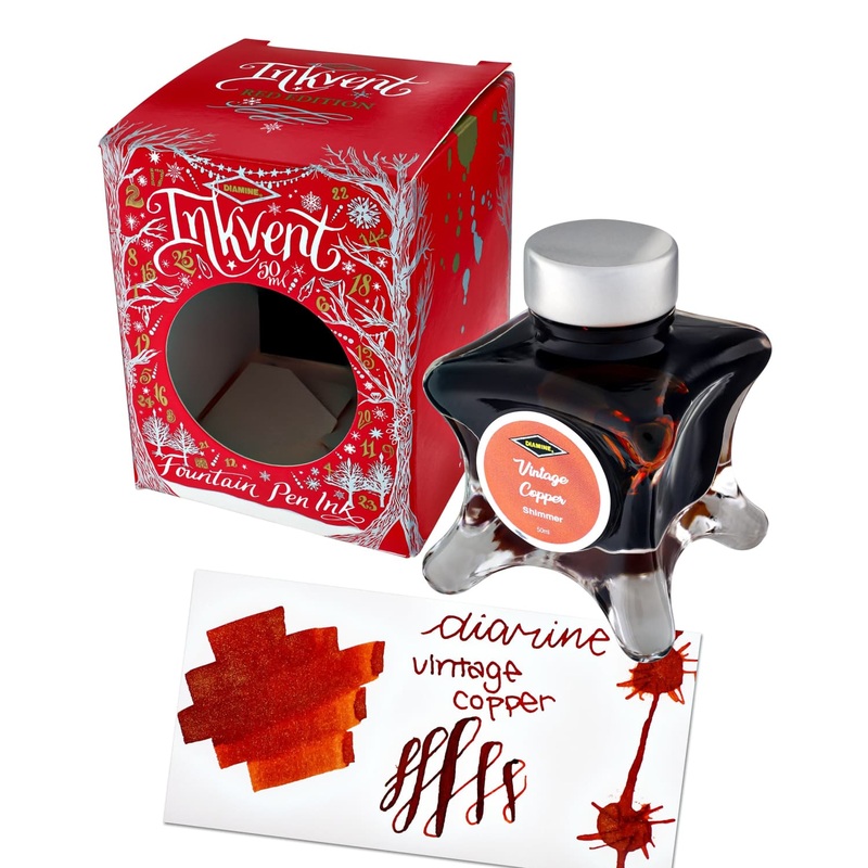Diamine Inkvent Red Edition Shimmer Bottled Ink in Orange Gold Vintage Copper – 50 mL