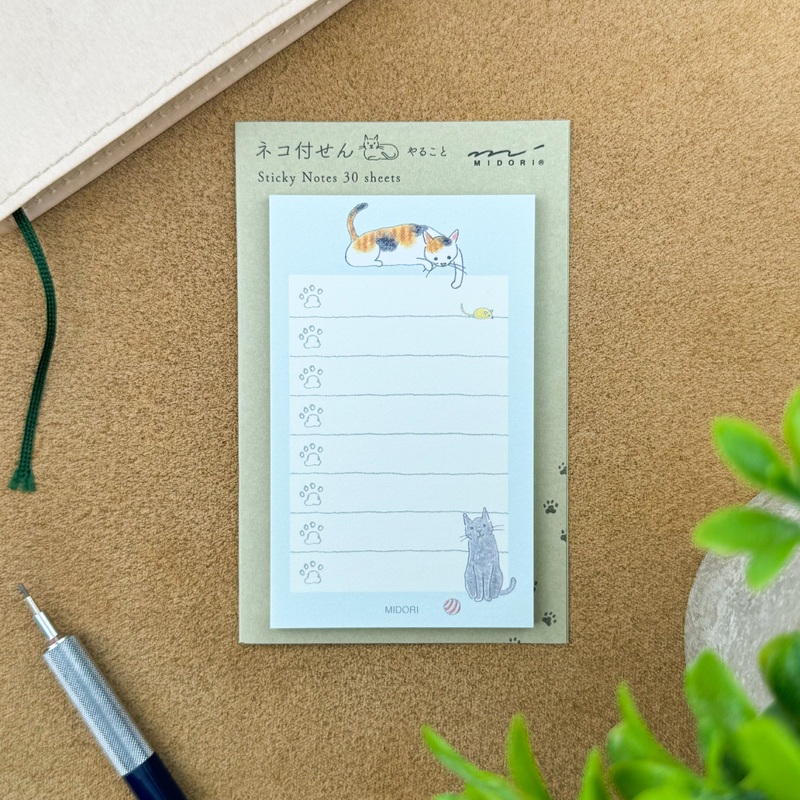 Midori Sticky Notes – To Do Cat Green