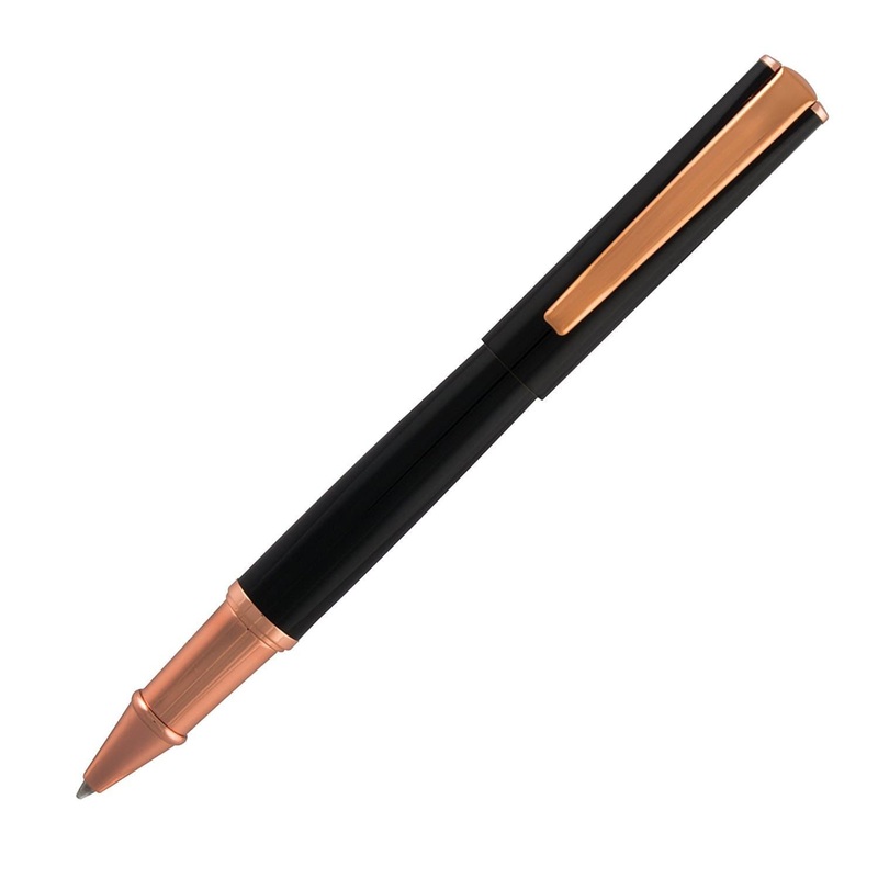 Monteverde Impressa Rollerball Pen in Black with Rose Gold Trim