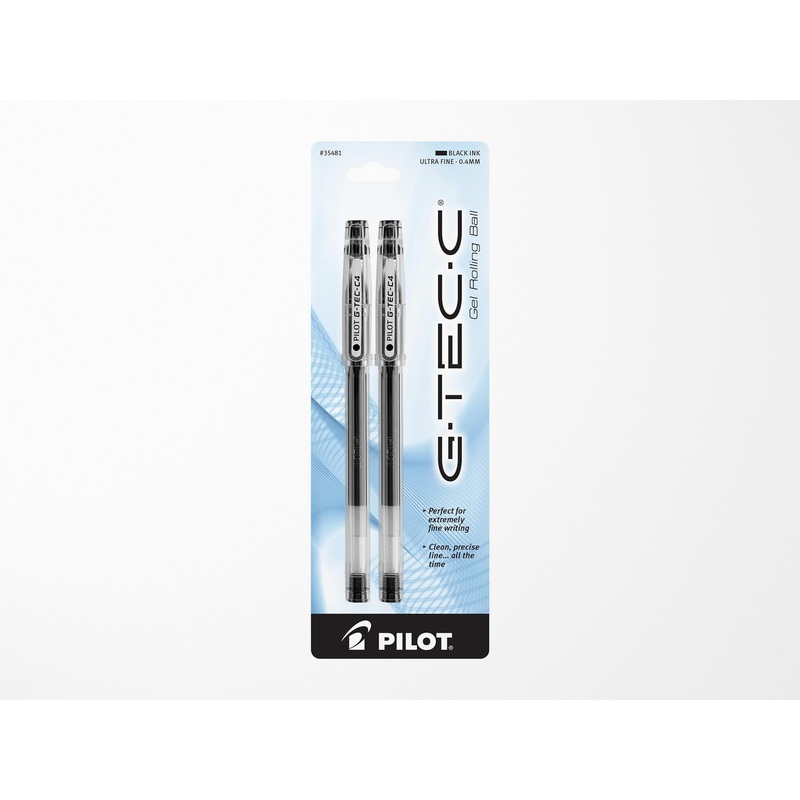 Pilot G-Tec-C Gel Rolling Ball Pen – Ultra Fine Black – 2 Pack