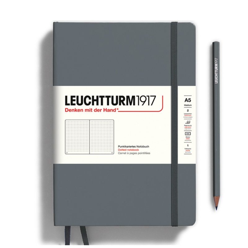 Leuchtturm1917 A5 Medium Hardcover Notebook – Dotted / Anthracite