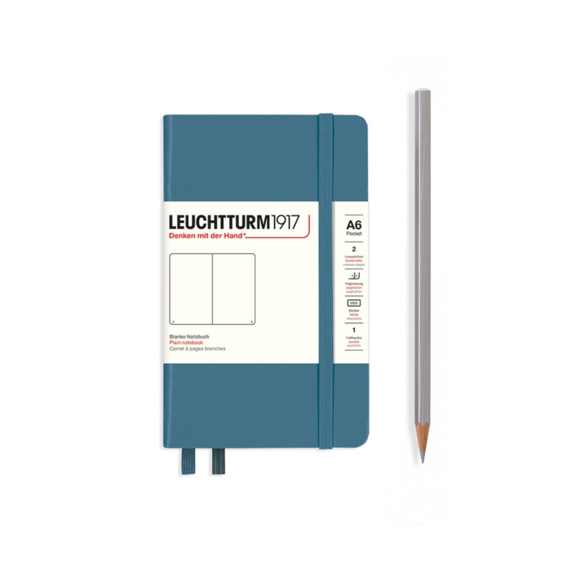 Leuchtturm1917 A6 Pocket Hardcover Notebook – Plain / Stone Blue