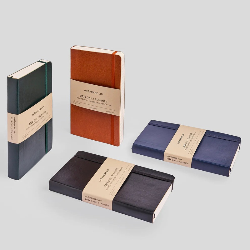 myPAPERCLIP M2 Daily 2026 Planner – A5 Slim, Vegan Leather Softcover Black