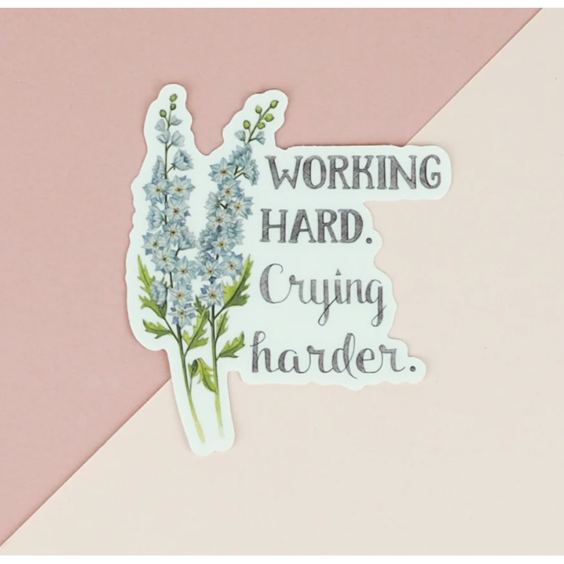 Working Hard. Crying Harder. Vinyl Sticker