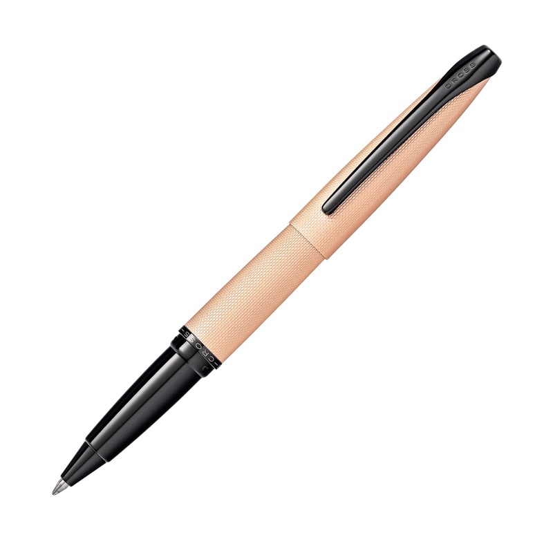 Cross ATX Selectip Rollerball Pen in Brushed Rose Gold PVD with Etched Diamond Pattern