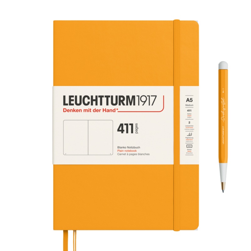 Leuchtturm1917 A5 Medium Hardcover Notebook (Thick, 411 Pages) – Plain / Rising Sun
