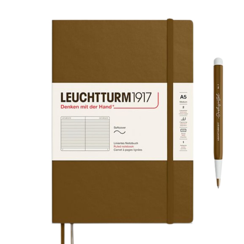 Leuchtturm1917 A5 Medium Softcover Notebook – Ruled / Spice Brown
