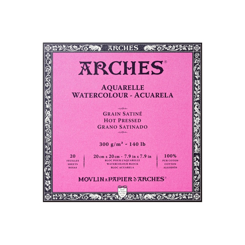 Arches Watercolor Paper Block, Hot Press, 7.9″ Square