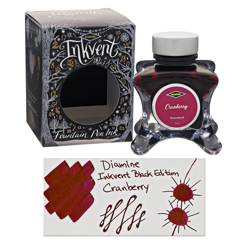 Diamine Inkvent Black Edition Standard Bottled Ink in Cranberry – 50 mL