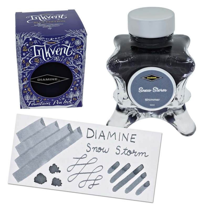 Diamine Inkvent Blue Edition Shimmer Bottled Ink in Snow Storm – 50 mL