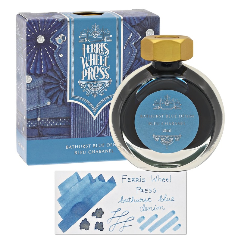 Ferris Wheel Press Bathurst Blue Denim Shimmer Bottled Ink – 38 mL