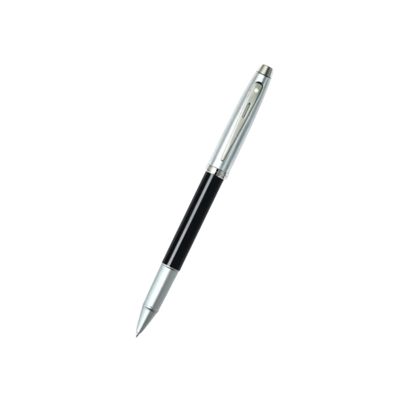 Sheaffer 100 E9313 Rollerball Pen – Glossy Black and Brushed Chrome Barrel with Chrome Plated Cap and Trims