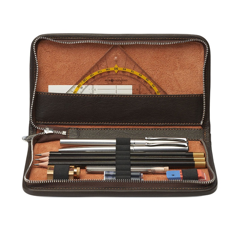 Sonnenleder Nietzsche Leather Pencil Case for 8 pens or pencils, Brown Brown
