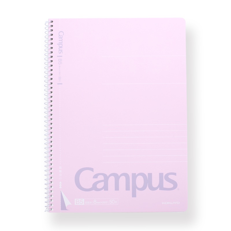 Kokuyo Campus Metal Ring Notebook – B5 – Dotted 8 mm Rule – Pink