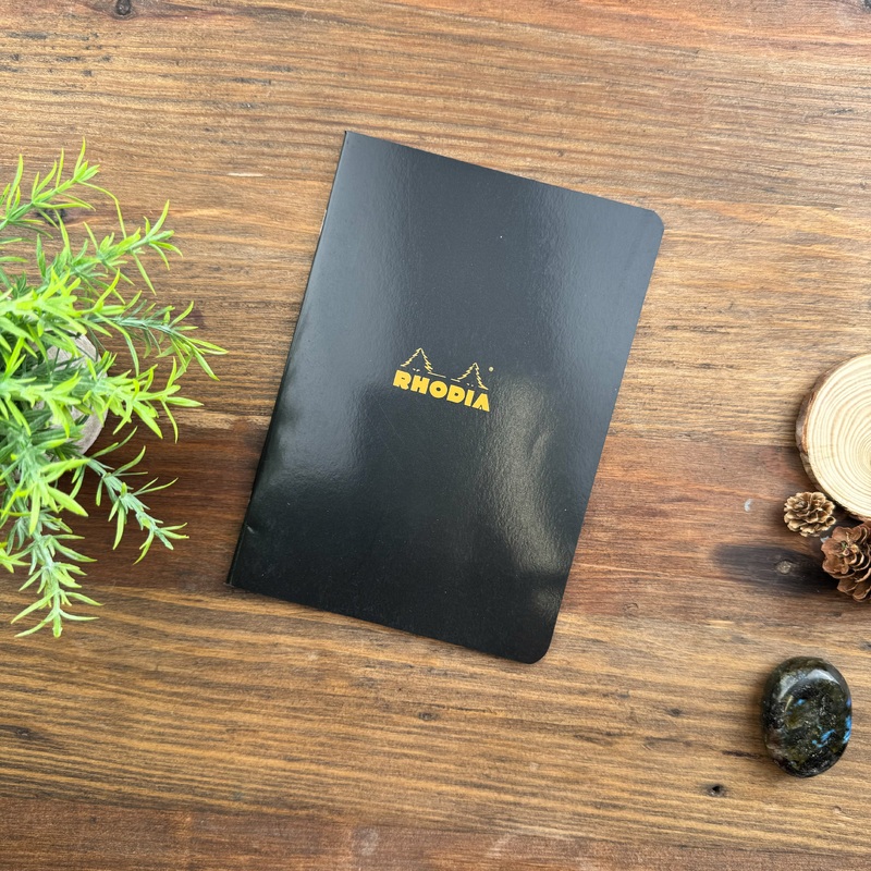 Rhodia Slim Staplebound Notebook – Lined 48 sheets – 6 x 8 1/4 – Black cover