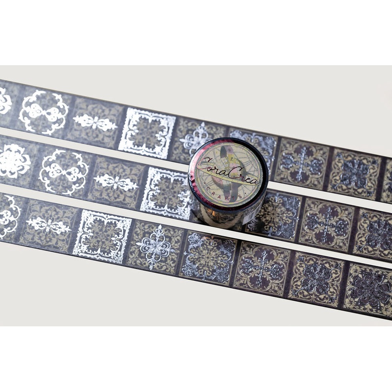 CoraCreaCrafts Foil Washi Tape – Gothic Patterns