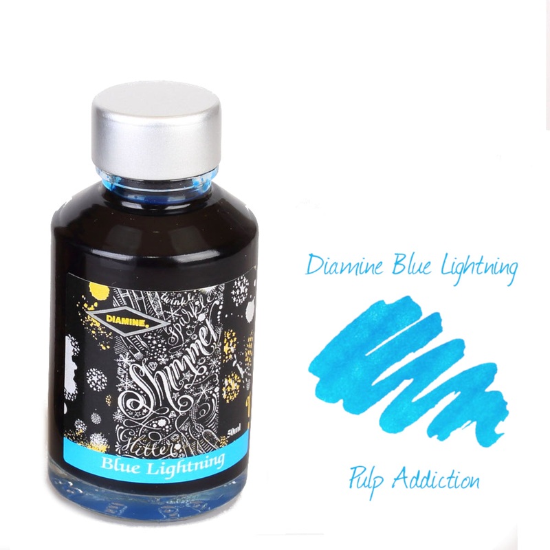 Diamine Shimmer Fountain Pen Ink – Blue Lightning 50ml Bottle