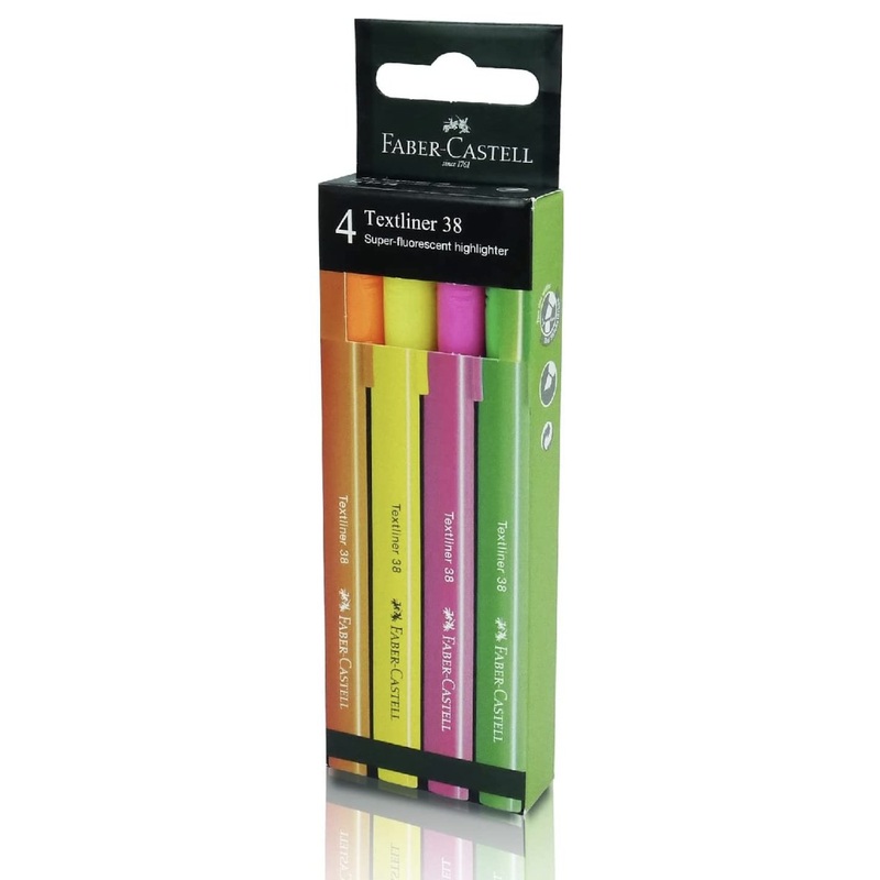 Faber-Castell Highlighter Textliner 38 Superflourescent Assorted Colour 4x HS Box 4 in 1