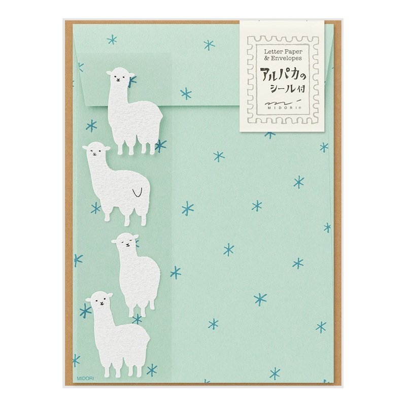 Midori Letter Set with Stickers – Alpaca