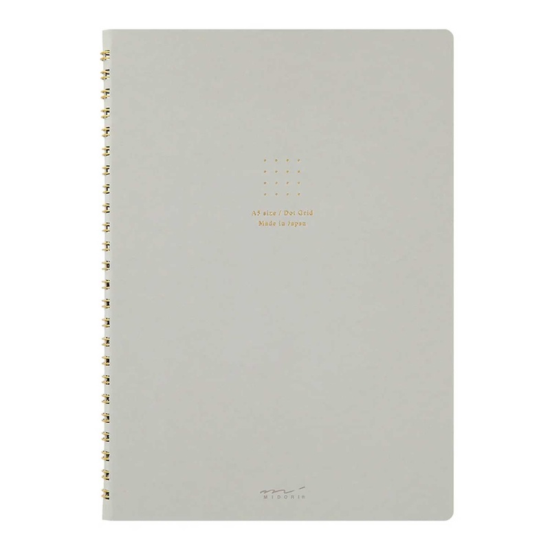 Midori Soft Colour Grey Spiral Notebook – A5, Dotted