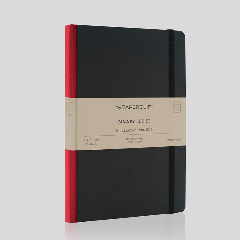 myPAPERCLIP Binary Series Hard Cover Notebook – Red – A5 – Ruled